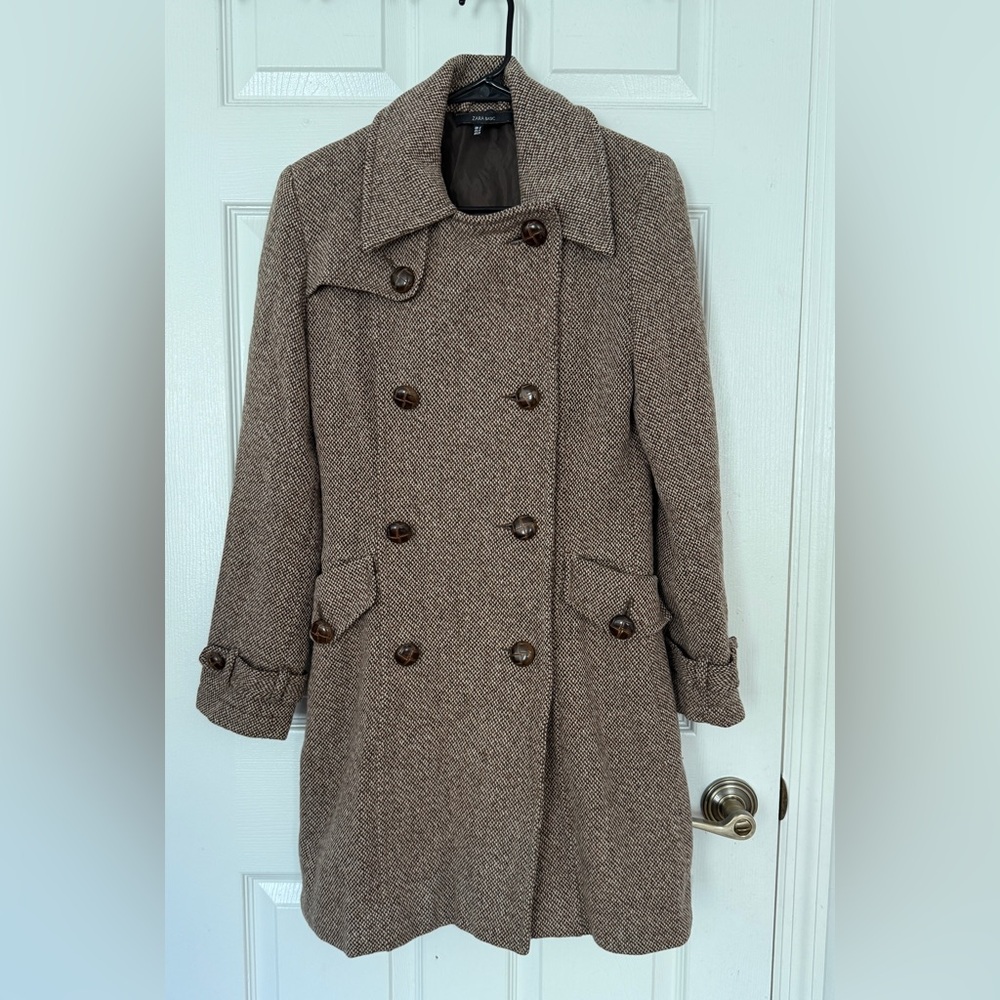 Zara Brown Tweed Trench Coat